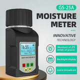 Portable Grain Moisture Tester for 25 Grains Wheat Corn Coffee High Precision with Temperature Compensation Data Storage