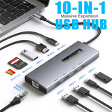 10-In-1 Type-C HUB 4K 60Hz USB C Hub Type C To Ethernet Port PD 100W USB 3.0 Hub SD/TF Card Slot For Laptop Tablet