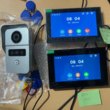 1080P 7 Inch 3pcs Touch Screen 5G Wifi Video Doorbell, Smart TUYA Home Video Intercom Rceord Kit ID Unlcok 4-Wire Connection