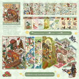 New PET Miniature Scene Collection Cartoon DIY 3D Pocket Cabin Scene Stickers Visual Stacking 3D Landscape Sticker Book
