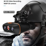 VRNV100 3D VR Infrared Head Mount Night Vision Goggles Binoculars with 8X Digital Zoon 8K UHD Video Recorder Photo for Hunting