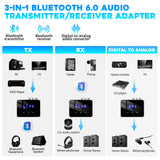 Bluetooth 6.0 Car Receiver Transmitter aptX HD 3.5mm Jack Aux Wireless Adapter Music for TV Car 2 RCA  Audio Receiver Adapter