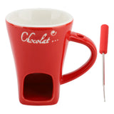 Chocolate Melting Fondue Mug Ceramic Butter Warmer Pot Chocolate Melting Supplies with Fork for Kitchen