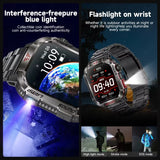 Outdoor Sports GPS Smart Watch Men With Flashlight Compass Waterproof 600mAh Battery BT Call AI Voice Assistant Smartwatch