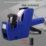 1 Roll Labels + 1 Ink Digital Tag Printer MX-5500 8 Digits Display Handheld Labeler Office Supermarket Price Label Printer