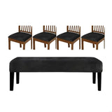 New 5Pieces Elastic Trimmed Chair Cover Set Silver Fleece Nonslip Feature for Home Office