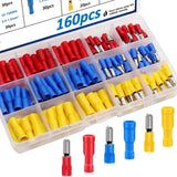 160pcs Bullet Wire connectors 22-16/16-14/12-10 AWG Insulated Male Female Bullet Connector kit Electrical Bullet Crimp Terminals