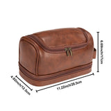 PU Leather Toiletry Bag Large Capacity Travel Organizer Bag with Hanging Hook Bathroom Shaving Bags