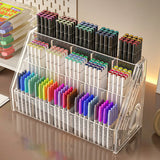 Durable Acrylic Pen Holder 3/4/5 Layers Multi-Compartment Desktop Organizer Clear Stationery Storage Supplies Home Office