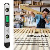 0~225° 400mm Aluminum Alloy Digital Protractor Angle Meter Multi-function Angle Ruler LCD Display Backlight Woodworking