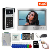 New Tuya 9 Inch Screen WiFi Video Door Doorbell System With RFID Password Camera Phone APP Unlock +Electric Control Door Lock