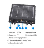 Trail Camera Solar Panel with 3W 8000mAh 5V 12V 9V 6V Output Solar Charger Kits for Security Camera Outdoor Use