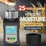Portable Grain Moisture Tester for 25 Grains Wheat Corn Coffee High Precision with Temperature Compensation Data Storage