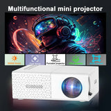 Projector Portable Small Design, HDMI USB Interfaces, Built-in Speaker, EU/US Plug Choices for Travel Use