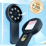 V19 Handheld Mini Digital Magnifier Microscope 200X Zoom 12MP HD Anti-shake Electronic Magnifying Glass with 8 LEDs 2inch IPS