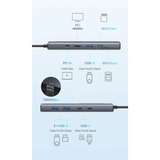 10-In-1 Type-C HUB 4K 60Hz USB C Hub Type C To Ethernet Port PD 100W USB 3.0 Hub SD/TF Card Slot For Laptop Tablet