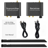 50m 2.4GHz Transmitter Receiver 5.8G Wireless Audio Adapter Sound System with Volume Control for R/L 3.5mm RCA Subwoofer Speaker