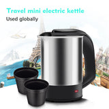 0.5L Mini Electric Kettle Stainless Steel Automatic Power Off Portable Travel Water Boiler Pot