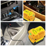 Mini Car Charger Replace for Dewalt 20V 18V Li-ion Battery Use on Car Cigarette w/ LED Indicator Portable Vehicle Charger