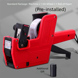 1 Roll Labels + 1 Ink Digital Tag Printer MX-5500 8 Digits Display Handheld Labeler Office Supermarket Price Label Printer