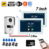 7 Inch Tuya Smart Wifi Video Entry Phone Intercom System 1080P 2 Wire Home Video Doorphone Doorbell RFID Card Unlock Apartment