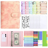 Save Money A6 Budget Binder PU Leather with Zipper Cash Envelopes Budget Planner Organizer Cashew Flowers Expense Sheets