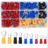 200 Pcs Mixed Quick Disconnect Electrical Ring Terminals, Insulated O Ring Crimp Terminals Connectors Assortment Kits