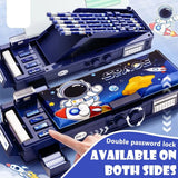 New Double Layer Pencil Case Large Capacity with Combination Lock Stationery Box Mechanical Pen Box School Office