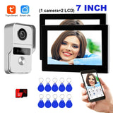 4 Wire Digital Video Intercom System 7 Inch Wireless 5G WIFI Monitor 1080P Doorphone Camera Video Doorbell Card Tuya App Unlock