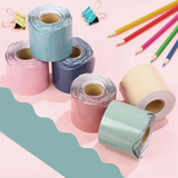 E-Easy To Use-6 Rolls Of 240 Feet Boho Bulletin Board Borders Colorful Classroom Trim Scalloped Edges Stickers