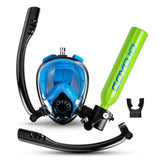 Diving Tank with Snorkel Mask 0.5L Mini Scuba Portable Lungs Oxygen Cylinder Full Face Diving Mask Underwater Breath System