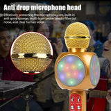 WS1816 Wireless Karaoke Microphone Bluetooth Handheld Speaker Home Birthday Party Player with LED Lights for Kids Singing