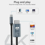 4K 60Hz NO Delay HD Video Conversion Cable Type c To HDMI-Compatible Screen TV Computer 2 Meters Screen Projection Alloy Cables