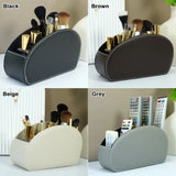 Fashion PU Leather Remote Control Storage Box Five Grids Classified Storage Cosmetics Brush Holder Desktop Organizer Pen