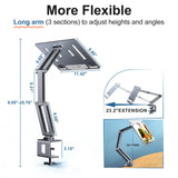 Book/Tablet Holder Adjustable 360° Rotatable Laptop Tablet Stand Clamp, Aluminum Alloy Bracket Holder for Desktop Bed Reading