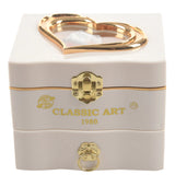 NEW ARRIVAL Classic Rotating Dancer Piano Music Box Clockwork Plastic Jewelry Box Girls Hand Crank Music Mechanism White