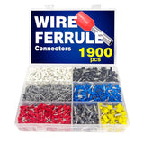 1900pcs Wire Ferrules Kit AWG 22-10 Copper Insulated Cord Pin End Terminal Cable Ferrules Wire Ends Terminal Crimp Connectors
