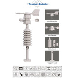 Wireless Anemometer Wind Sensor LCD Home Weather Station Clock Wind Speed Direction Chill Temperature Humidity Meter