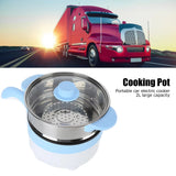 24V Car Electric Rice Cooker Stainless Steel Non Stick Multifunction Cooking Pot with Steamer 2L for Vehicle