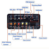 Home Audio Amplifier Board With LED Screen Car Digital Bluetooth AMP Module TF Card U-disk Player Support External Audio Cable