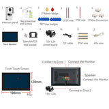 Wireless Wifi Video Doorbell System, 1080P Doorphone Door Camera, 7 Inch Touch Screen, Video Intercom 32GB SD card for Home