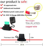 6/10 Pcs 14 Gauge AWG Wire Waterproof Inline Fuse Holder for Standard Fuse, UL1015,10 Inches Long, for ATO ATC Medium Blade Fuse