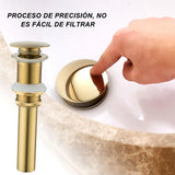 Stainless Steel Push and Seal Pop Up Drain Overflow Free Design Chrome Finish Ideal for1/4 Inch Sinks Modern Bathroom Sink Drain
