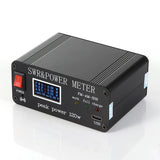 1.8MHz-50MHz  0.5W-120W SWR HF Short Wave Standing Wave Meter SWR and Power Meter + Battery + OLED FM AM CW SSB