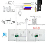 New 2 Wire Smart Tuya Wifi 1080P Video Intercom Video Door Phone 2 Pcs Touch Screen Camera Doorbell Door Security IP Villa RFID