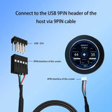 2.1in 480x480 PC Case Monitor USB Port Built in Picture Theme CPU GPU Temp,Black Case