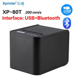 XP-T80 Restaurant Thermal Receipt Printer With Order Notification Automatic Paper Cutting HD Printing Logo Text Graphic QR Codes
