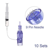 10PCS Microneedle Cartridges 9/12/24/36/42Pin Nano plastic Syringe Tube Screw Suits For 2 in 1 Auto Mesotherapy Facial Derma pen