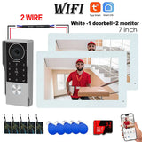 New 2 Wire Smart Tuya Wifi 1080P Video Intercom Video Door Phone 2 Pcs Touch Screen Camera Doorbell Door Security IP Villa RFID