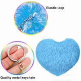 Heart shaped plush ball with tassel heart shaped acrylic key chain embryo DIY keychain jewellery set
